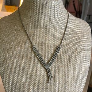 Silver art deco white stone necklace